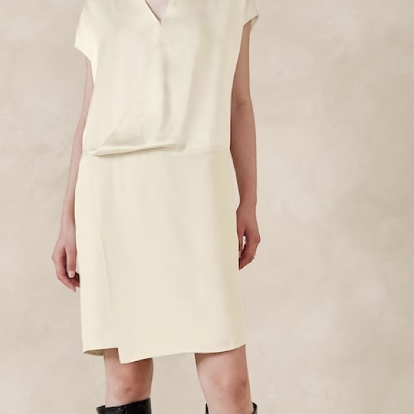 NWT BANANA REPUBLIC CLAUDINE MINI DRESS IN TRANSITION CREAM WHITE - Picture 3 of 5